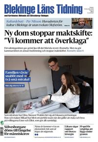 Förstasida Blekinge Läns Tidning