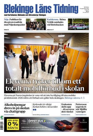 Förstasida Blekinge Läns Tidning