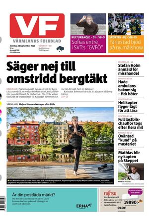 Förstasida Värmlands Folkblad