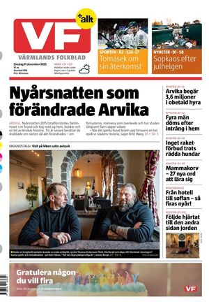 Förstasida Värmlands Folkblad