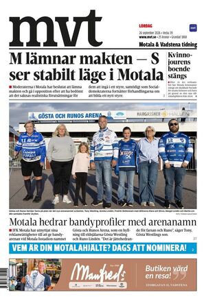 Förstasida Motala & Vadstena tidning