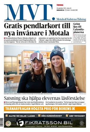 Förstasida Motala & Vadstena tidning