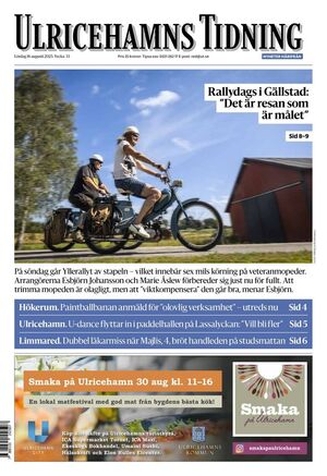 Förstasida Ulricehamns Tidning