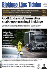 Förstasida Blekinge Läns Tidning