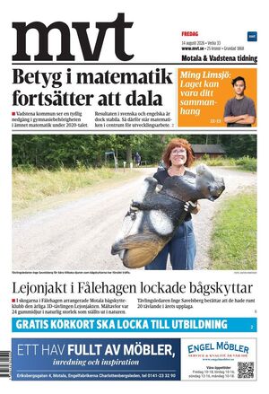 Förstasida Motala & Vadstena tidning