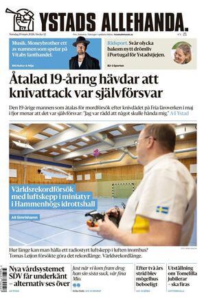Förstasida Ystads Allehanda