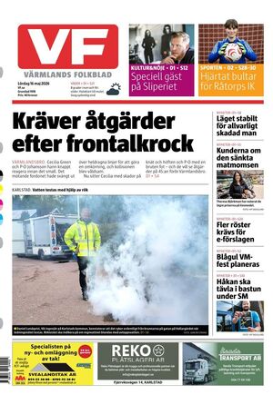 Förstasida Värmlands Folkblad