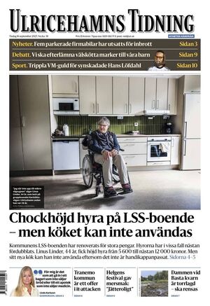 Förstasida Ulricehamns Tidning