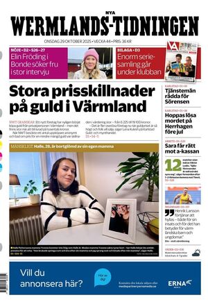 Förstasida Nya Wermlands-Tidningen