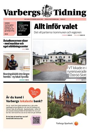 Förstasida Varbergs Tidning
