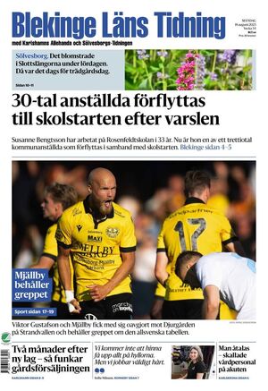 Förstasida Blekinge Läns Tidning