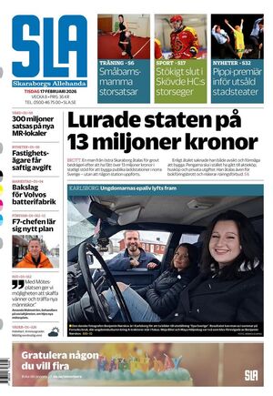 Förstasida Skaraborgs Allehanda