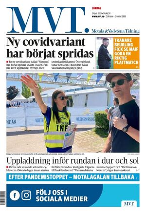 Förstasida Motala & Vadstena tidning