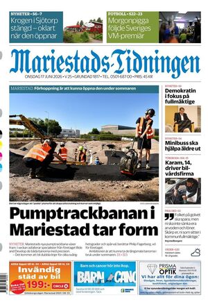 Förstasida Mariestads-Tidningen