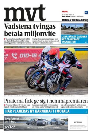 Förstasida Motala & Vadstena tidning