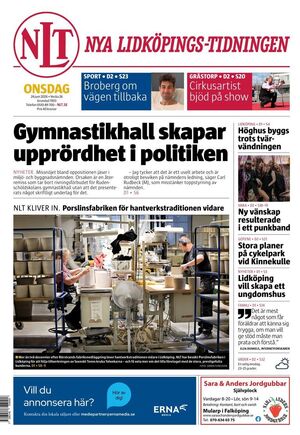 Förstasida Nya Lidköpings-Tidningen