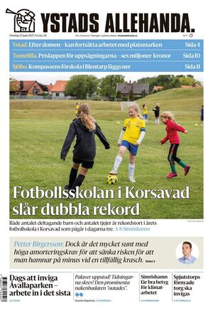 Förstasida Ystads Allehanda