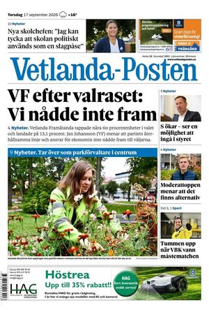 Förstasida Vetlanda-Posten