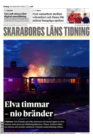 Förstasida Skaraborgs Läns Tidning