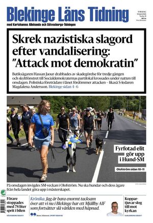 Förstasida Blekinge Läns Tidning