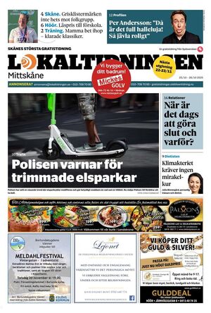Förstasida Lokaltidningen Mittskåne