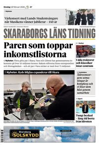 Förstasida Skaraborgs Läns Tidning