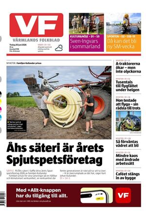 Förstasida Värmlands Folkblad