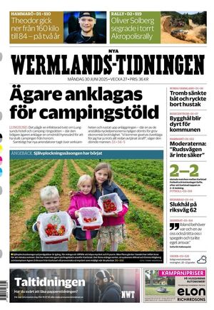 Förstasida Nya Wermlands-Tidningen