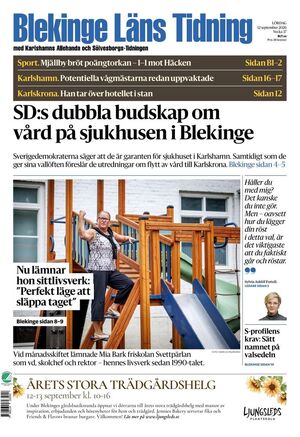 Förstasida Blekinge Läns Tidning