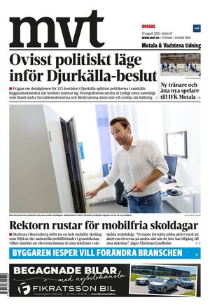 Förstasida Motala & Vadstena tidning