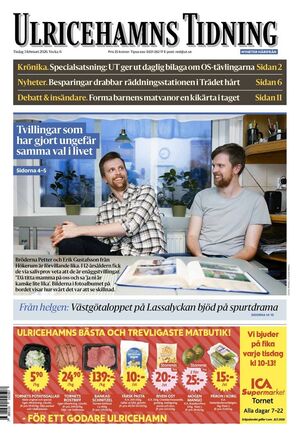 Förstasida Ulricehamns Tidning