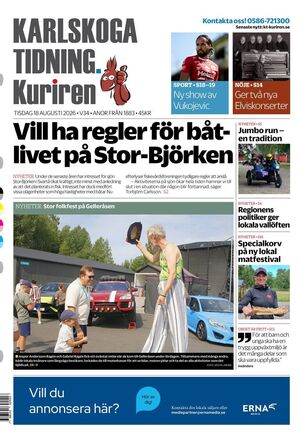 Förstasida Karlskoga Tidning-Kuriren