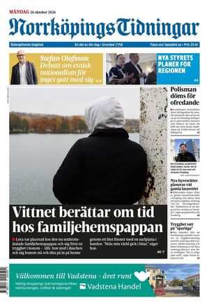 Förstasida Norrköpings Tidningar