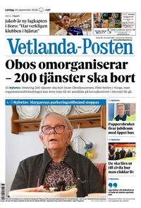 Förstasida Vetlanda-Posten