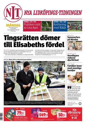 Förstasida Nya Lidköpings-Tidningen