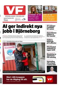 Förstasida Värmlands Folkblad