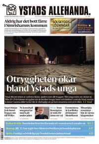 Förstasida Ystads Allehanda