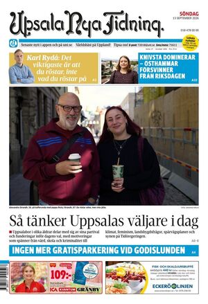 Förstasida Upsala Nya Tidning