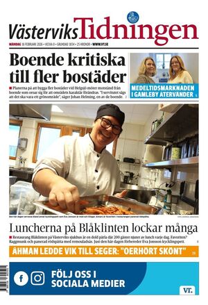 Förstasida Västerviks-Tidningen