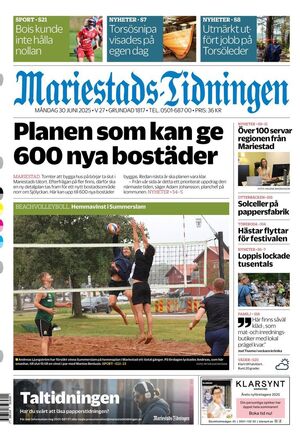 Förstasida Mariestads-Tidningen