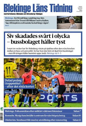 Förstasida Blekinge Läns Tidning