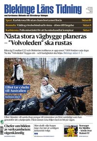 Förstasida Blekinge Läns Tidning