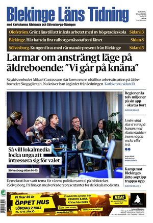 Förstasida Blekinge Läns Tidning