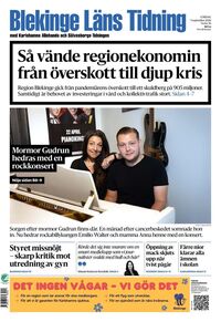 Förstasida Blekinge Läns Tidning