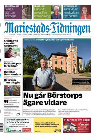 Förstasida Mariestads-Tidningen