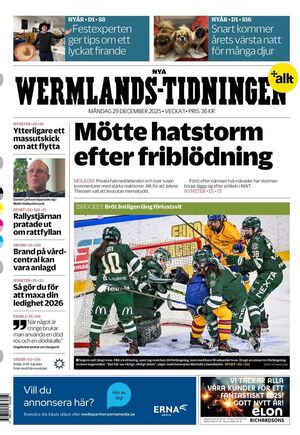 Förstasida Nya Wermlands-Tidningen