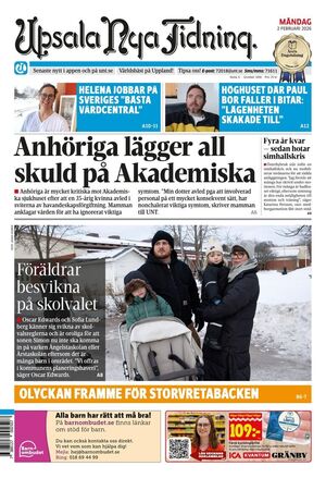 Förstasida Upsala Nya Tidning