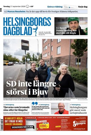 Förstasida Helsingborgs Dagblad