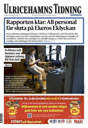 Förstasida Ulricehamns Tidning