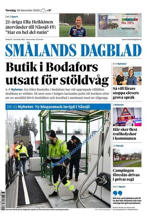 Förstasida Smålands Dagblad